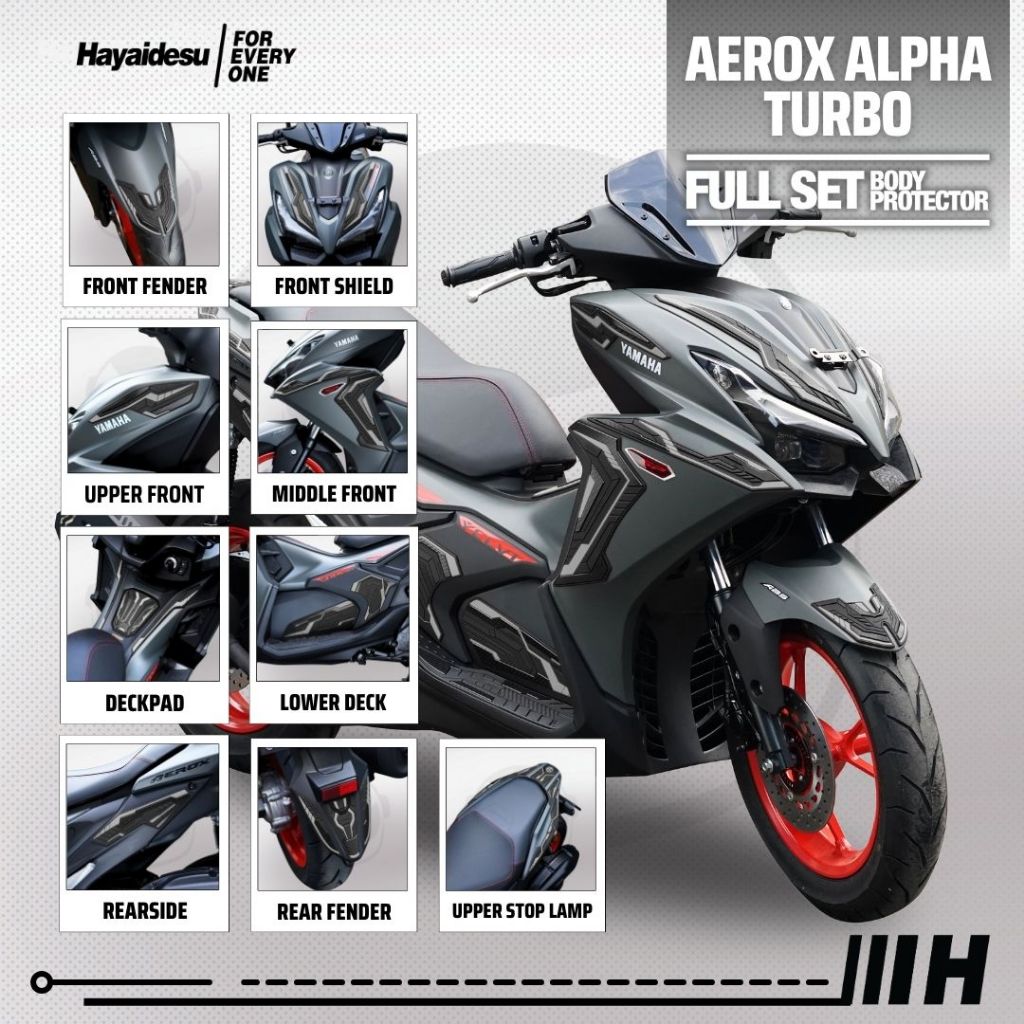 Hayaidesu Yamaha AEROX ALPHA (Standard/Cyber City/Turbo) Paket FULL SET Body Protector Cover