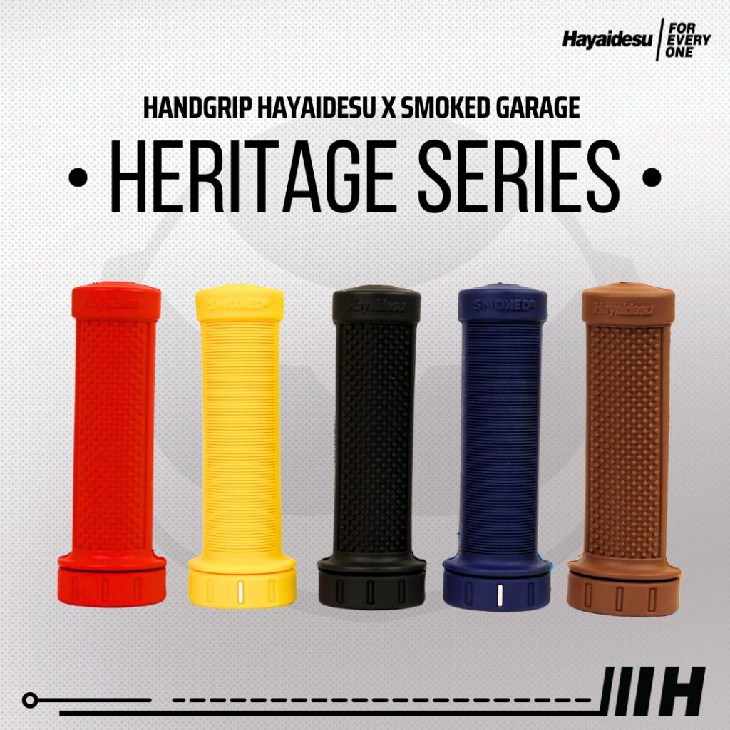 Hayaidesu x Smoked Garage Hand Grip HERITAGE Series (Ujung Tertutup) Vespa Classic/Manual Handgrip