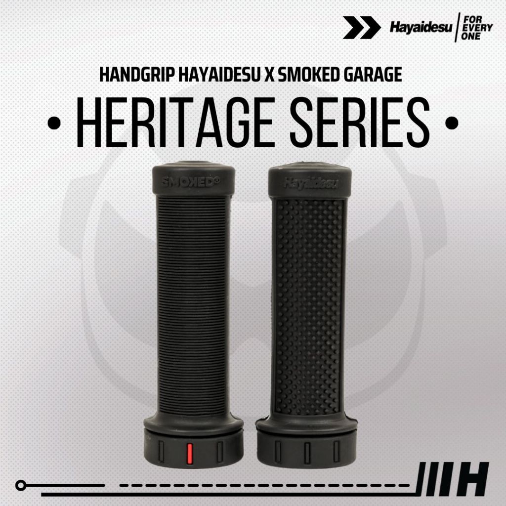 Hayaidesu x Smoked Garage Hand Grip HERITAGE Series (Ujung Tertutup) Vespa Classic/Manual Handgrip
