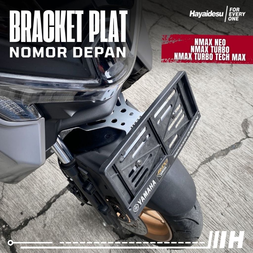 Hayaidesu Bracket Plate Number Depan Yamaha Nmax NEO/S,TURBO/TECHMAX- Dudukan Plat Nomor Depan