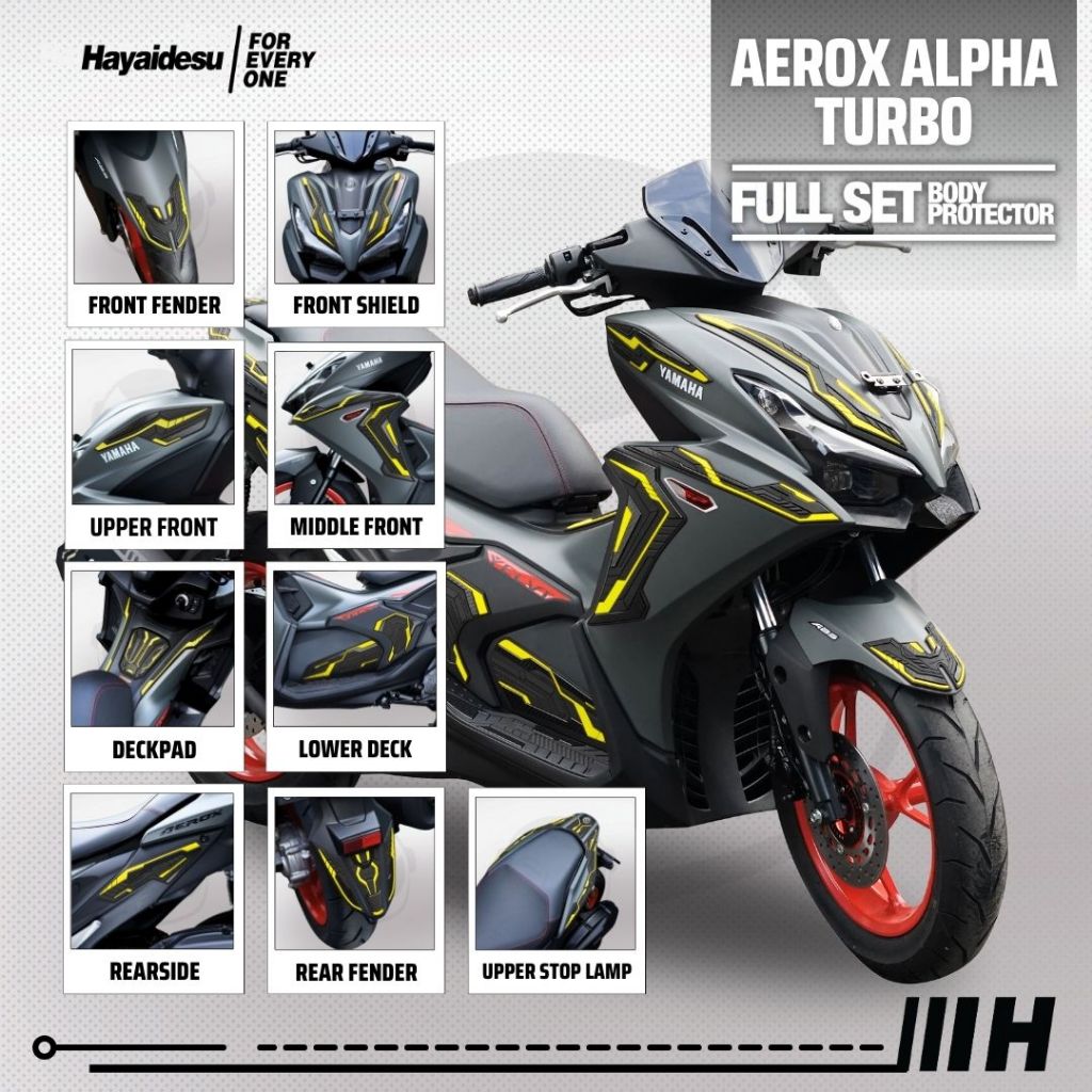 Hayaidesu Yamaha AEROX ALPHA (Standard/Cyber City/Turbo) Paket FULL SET Body Protector Cover