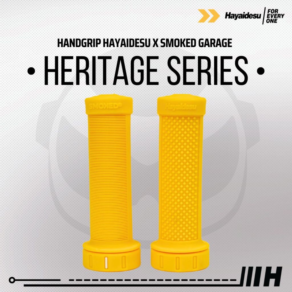 Hayaidesu x Smoked Garage Hand Grip HERITAGE Series (Ujung Tertutup) Vespa Classic/Manual Handgrip