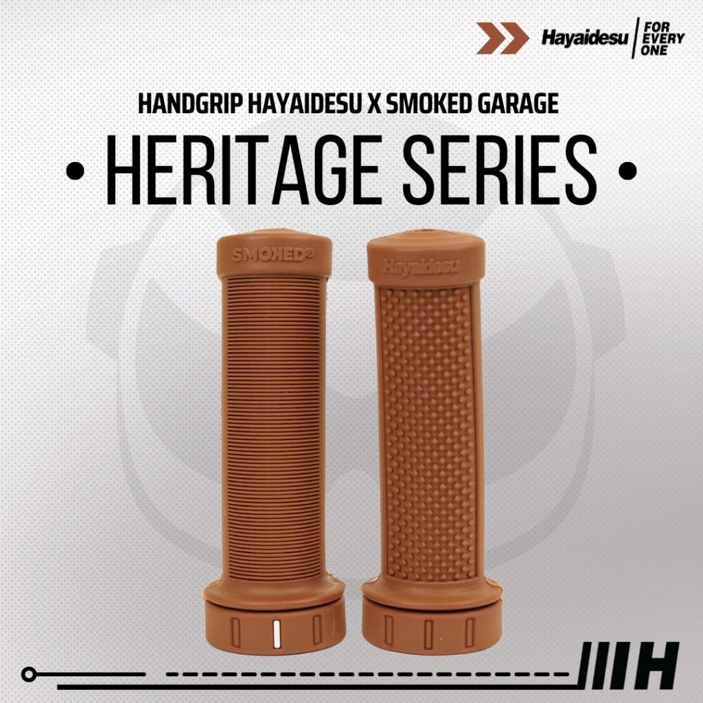 Hayaidesu x Smoked Garage Hand Grip HERITAGE Series (Ujung Tertutup) Vespa Classic/Manual Handgrip