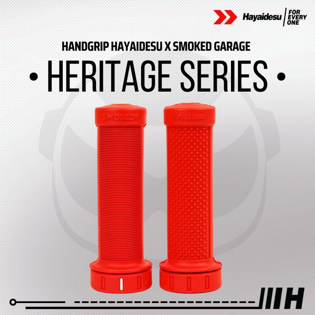 Hayaidesu x Smoked Garage Hand Grip HERITAGE Series (Ujung Tertutup) Vespa Classic/Manual Handgrip