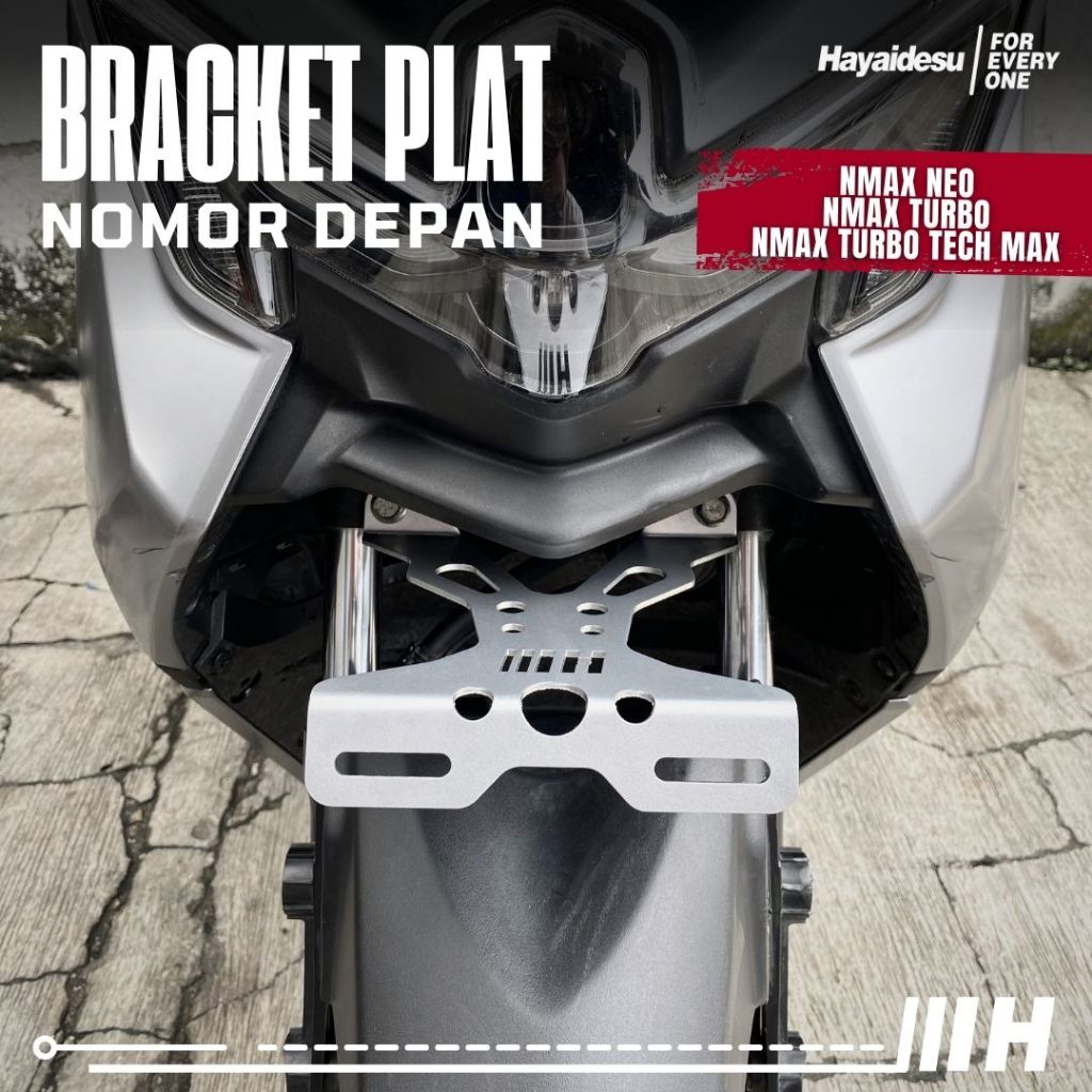 Hayaidesu Bracket Plate Number Depan Yamaha Nmax NEO/S,TURBO/TECHMAX- Dudukan Plat Nomor Depan