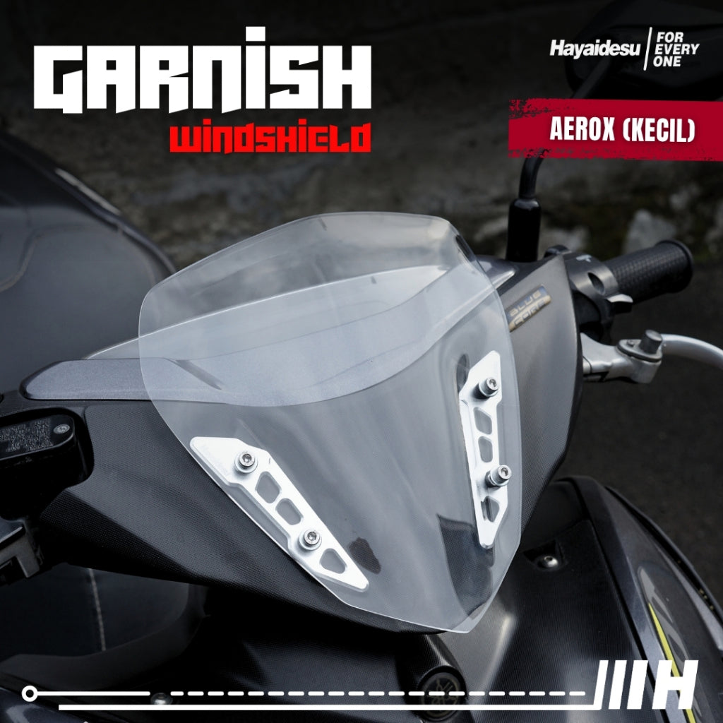Hayaidesu Garnish Windshield AEROX Old, AEROX Connected, AEROX Alpha (Inside/Dalam) - Full CNC Anodize