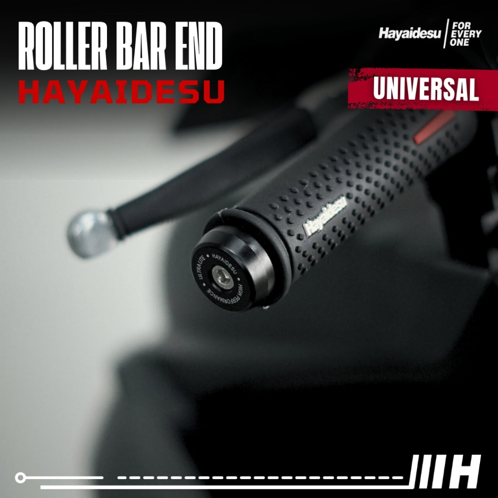Hayaidesu  Bar End Roller Jalu Motor Stang Tipe No Drat Universal - Full CNC Anodize