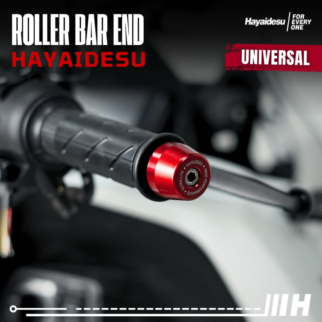 Hayaidesu  Bar End Roller Jalu Motor Stang Tipe Drat Universal - Full CNC Anodize