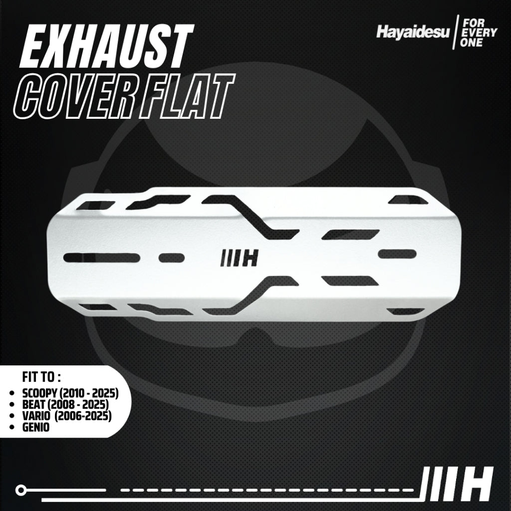 Hayaidesu Exhaust / Knalpot Cover (FLAT) Vario 110/125/150, Beat 2016-2025, Genio, Scoopy 2017-2025 Tameng Pelindung Knalpot Motor Honda