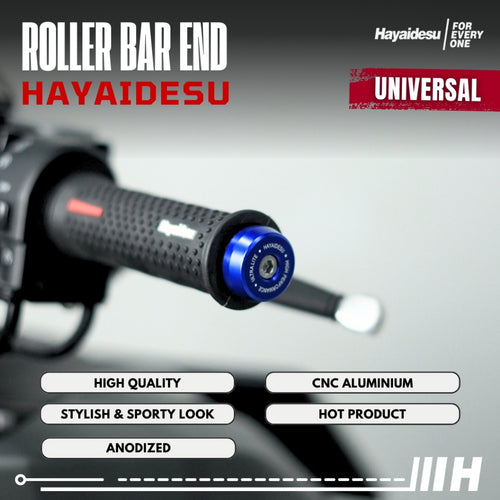 Hayaidesu  Bar End Roller Jalu Motor Stang Tipe Drat Universal - Full CNC Anodize