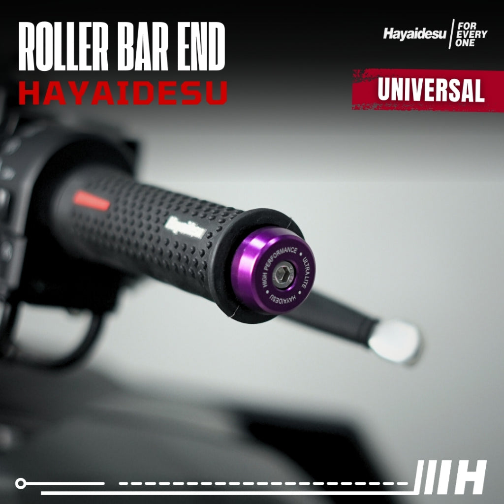 Hayaidesu  Bar End Roller Jalu Motor Stang Tipe Drat Universal - Full CNC Anodize