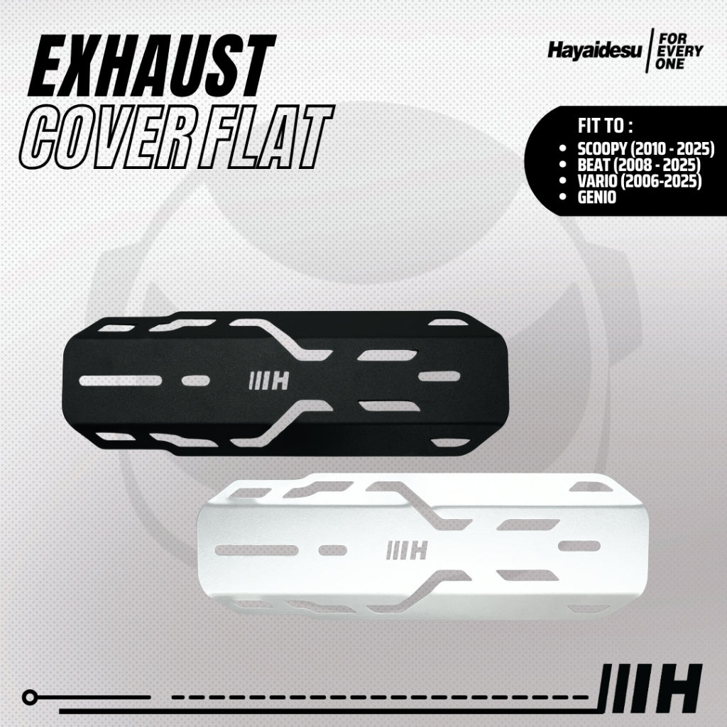 Hayaidesu Exhaust / Knalpot Cover (FLAT) Vario 110/125/150, Beat 2016-2025, Genio, Scoopy 2017-2025 Tameng Pelindung Knalpot Motor Honda