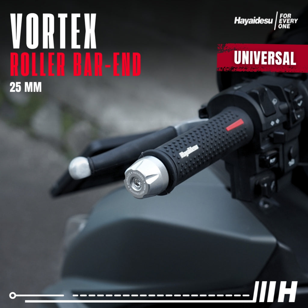 Hayaidesu  Bar End Roller  VORTEX Jalu Motor Stang Universal  25mm- Full CNC Anodize