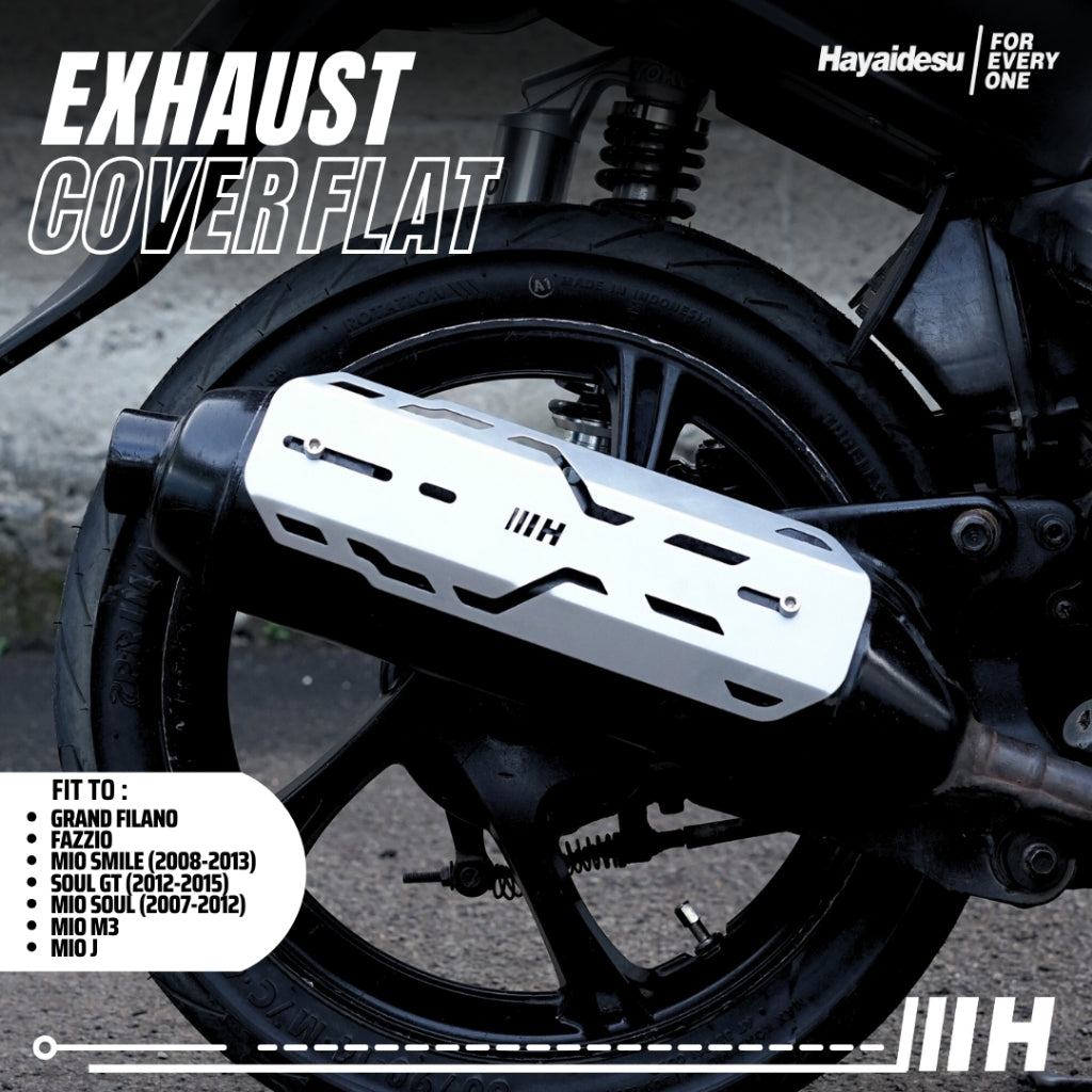 Hayaidesu Exhaust / Knalpot Cover (FLAT) Mio Smile, Mio Soul Carbu,Soul GT, Fazzio, Filano, Mio M3, Mio J Tameng Pelindung Knalpot Motor Yamaha