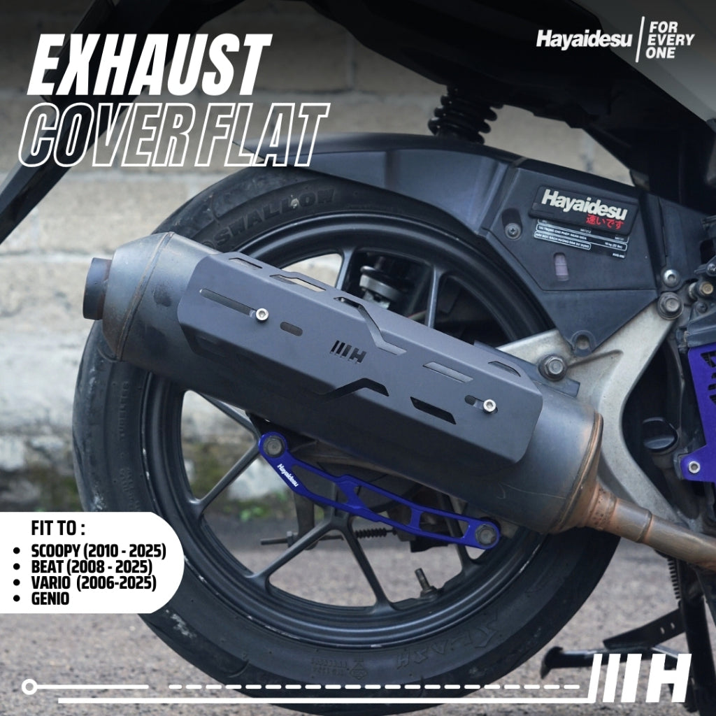 Hayaidesu Exhaust / Knalpot Cover (FLAT) Vario 110/125/150, Beat 2016-2025, Genio, Scoopy 2017-2025 Tameng Pelindung Knalpot Motor Honda