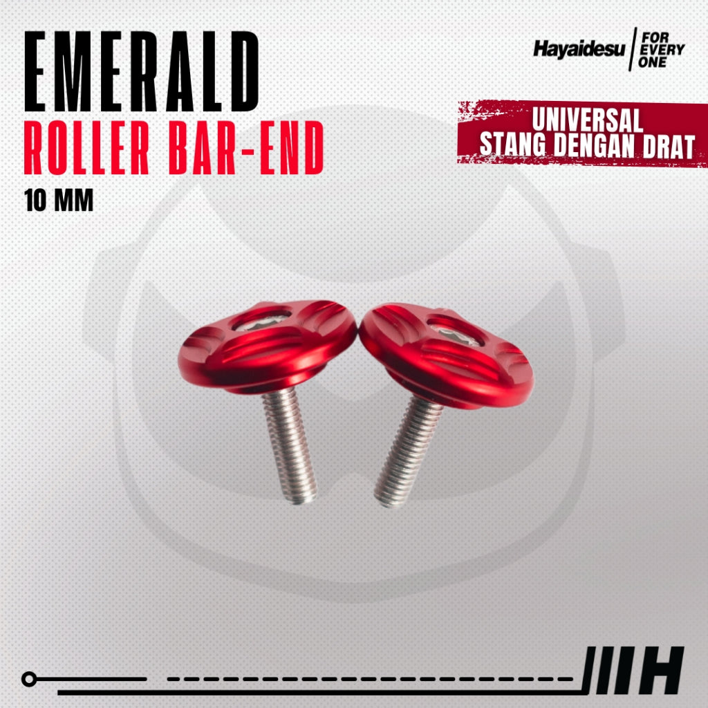 Hayaidesu Roller Bar End EMERALD Jalu Stang Motor Universal 10mm - Full CNC Anodize
