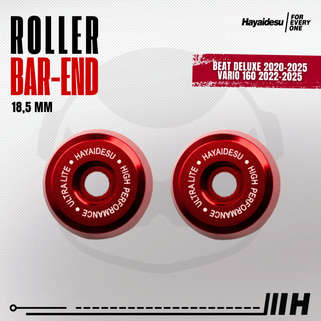 Hayaidesu Roller Bar End Jalu Stang Motor Full CNC Anodize BEAT (2020-2025) & VARIO 160 (2022-2025)