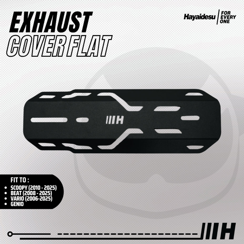 Hayaidesu Exhaust / Knalpot Cover (FLAT) Vario 110/125/150, Beat 2016-2025, Genio, Scoopy 2017-2025 Tameng Pelindung Knalpot Motor Honda