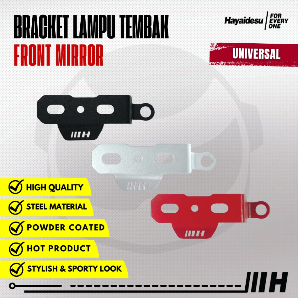 Hayaidesu Bracket Lampu Tembak Spion/Front Mirror Bar stand dudukan Lampu Tembak Universal