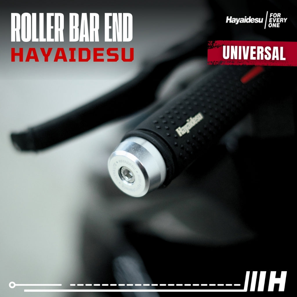 Hayaidesu  Bar End Roller Jalu Motor Stang Tipe Drat Universal - Full CNC Anodize