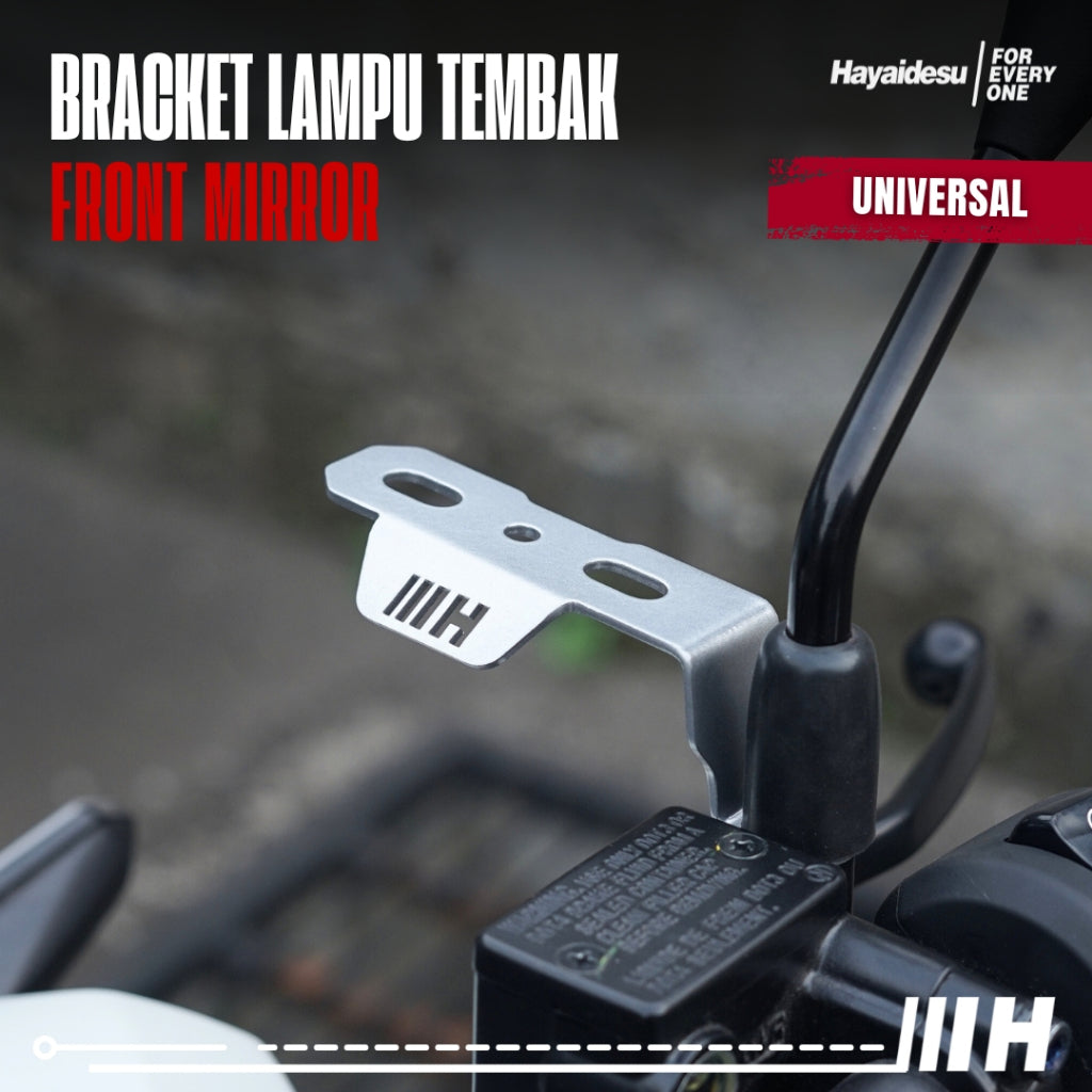 Hayaidesu Bracket Lampu Tembak Spion/Front Mirror Bar stand dudukan Lampu Tembak Universal