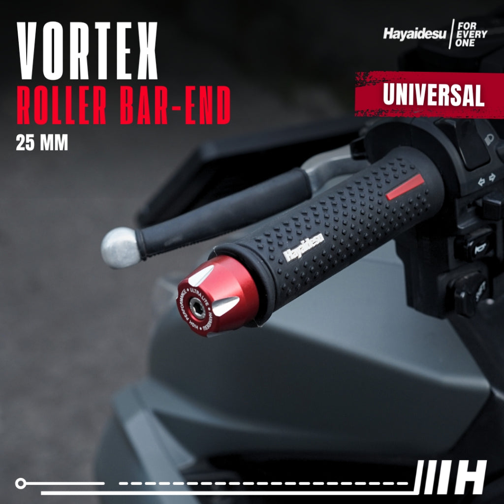 Hayaidesu  Bar End Roller  VORTEX Jalu Motor Stang Universal  25mm- Full CNC Anodize