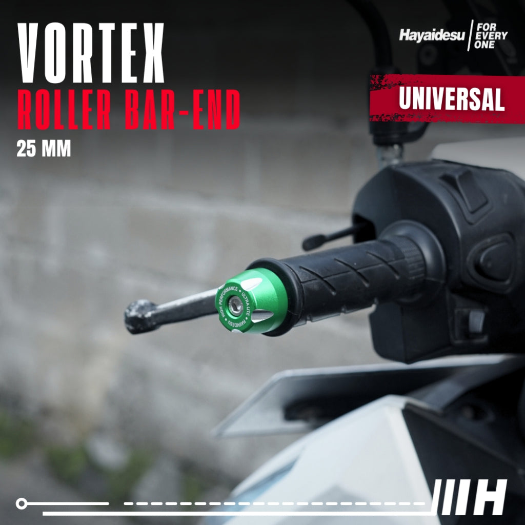 Hayaidesu  Bar End Roller  VORTEX Jalu Motor Stang Universal  25mm- Full CNC Anodize