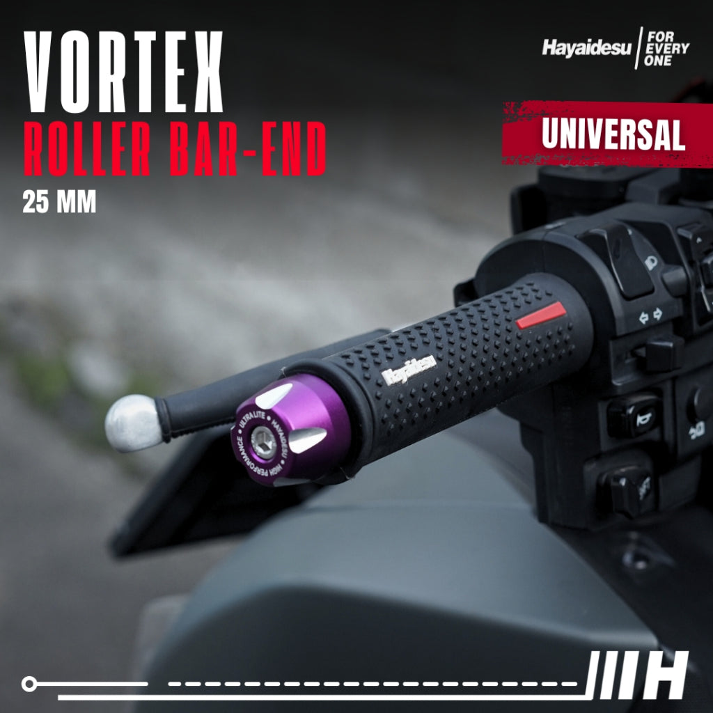Hayaidesu  Bar End Roller  VORTEX Jalu Motor Stang Universal  25mm- Full CNC Anodize