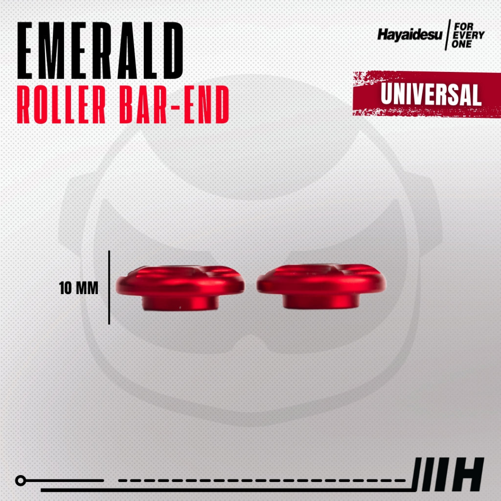 Hayaidesu Roller Bar End EMERALD Jalu Stang Motor Universal 10mm - Full CNC Anodize