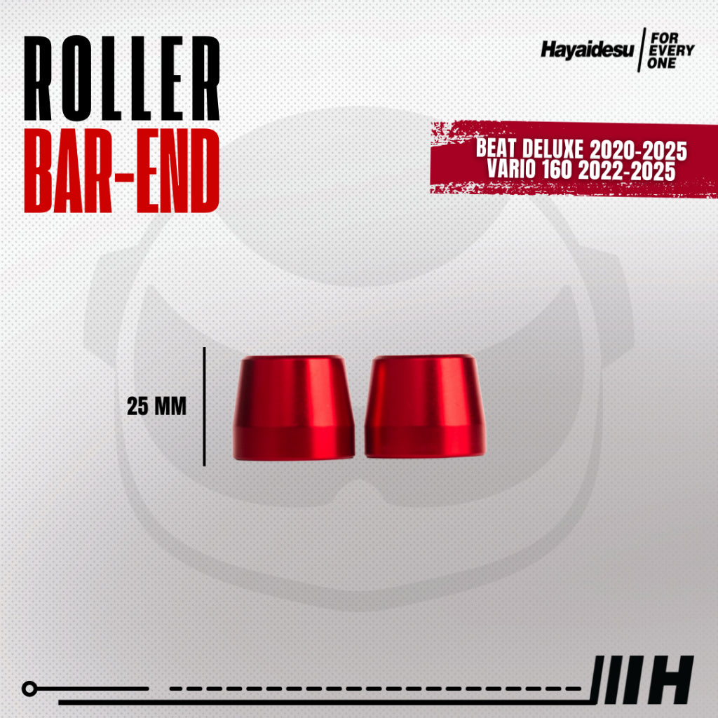 Hayaidesu Roller Bar End Jalu Stang Motor Full CNC Anodize BEAT (2020-2025) & VARIO 160 (2022-2025)