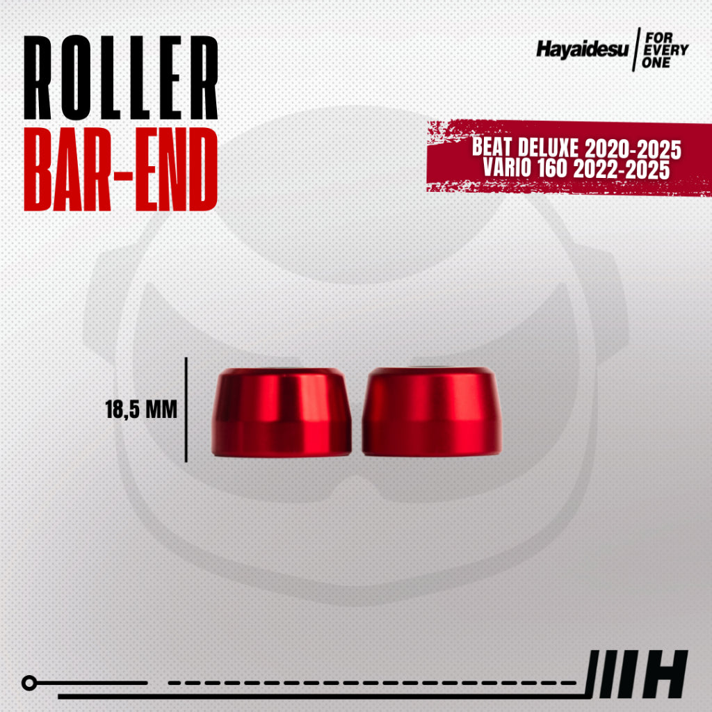 Hayaidesu Roller Bar End Jalu Stang Motor Full CNC Anodize BEAT (2020-2025) & VARIO 160 (2022-2025)