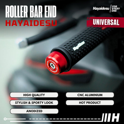 Hayaidesu  Bar End Roller Jalu Motor Stang Tipe No Drat Universal - Full CNC Anodize
