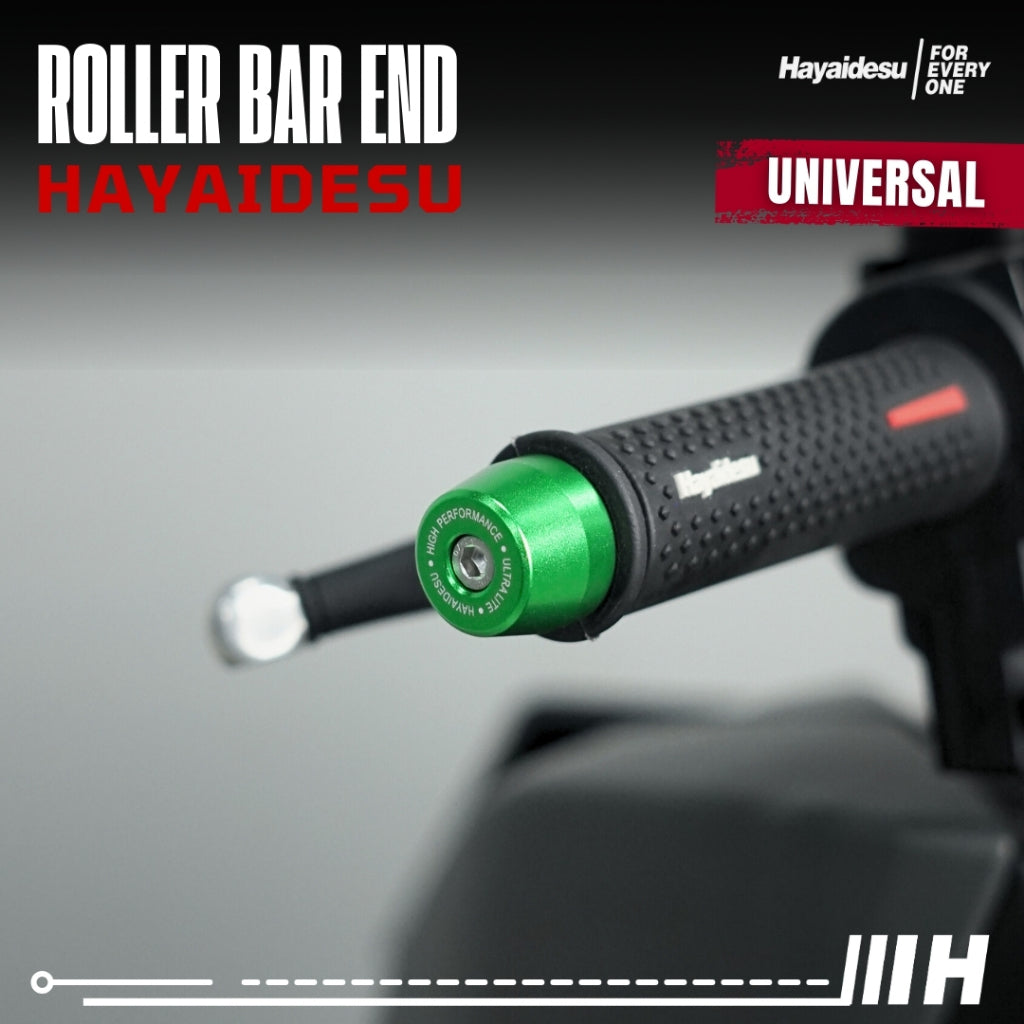 Hayaidesu  Bar End Roller Jalu Motor Stang Tipe Drat Universal - Full CNC Anodize