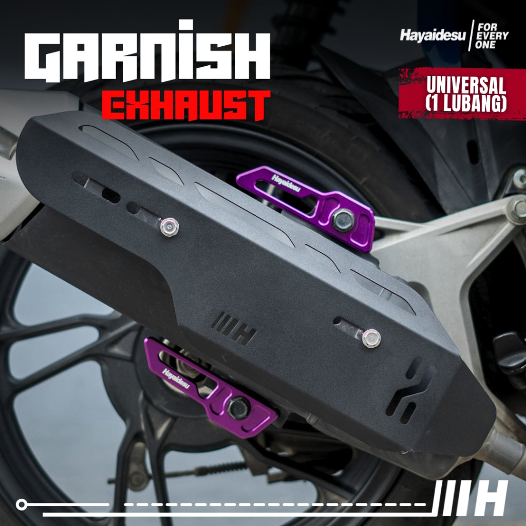 Hayaidesu Garnish Knalpot Universal - Garnish Knalpot Variasi Atas-Bawah Full CNC Anodized