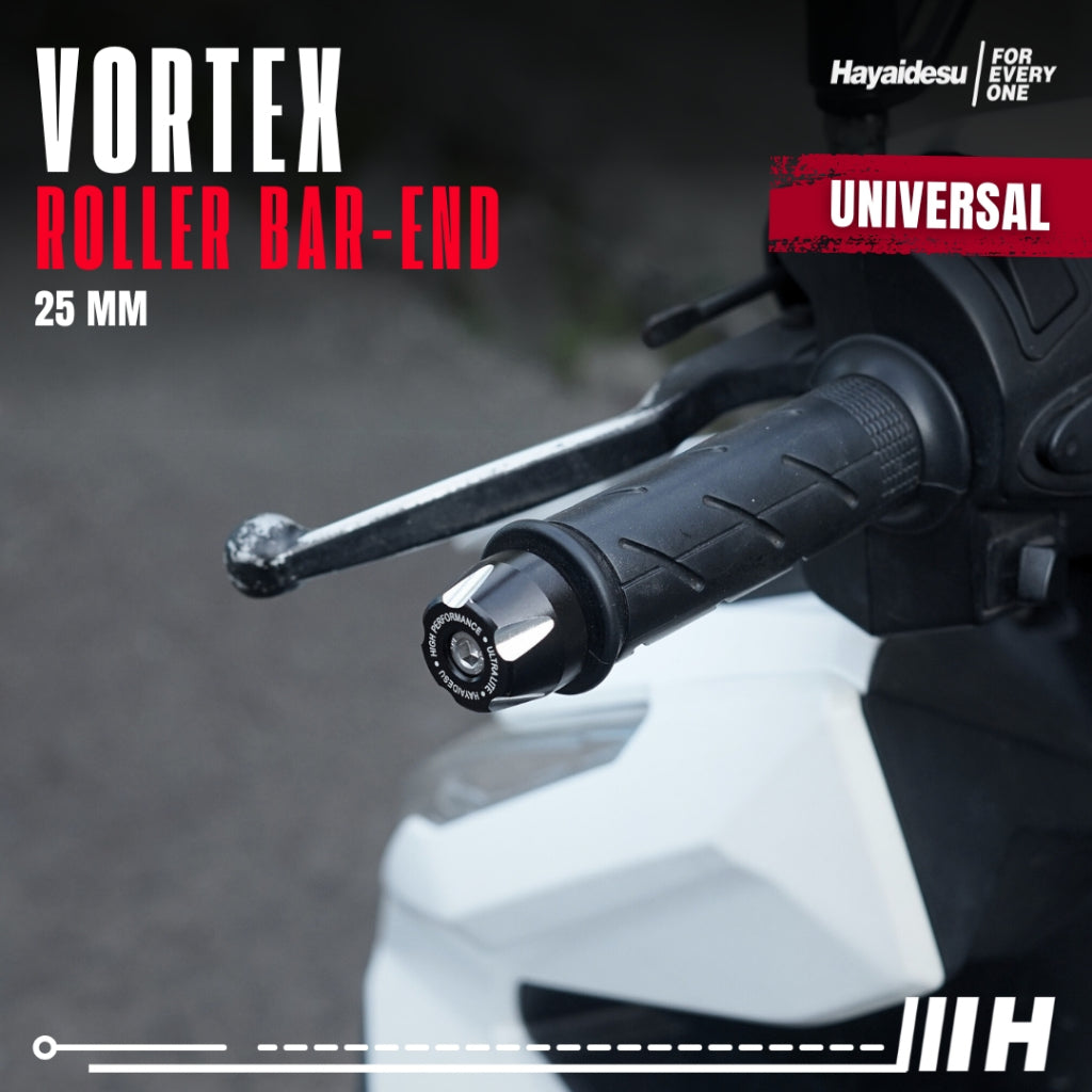 Hayaidesu  Bar End Roller  VORTEX Jalu Motor Stang Universal  25mm- Full CNC Anodize