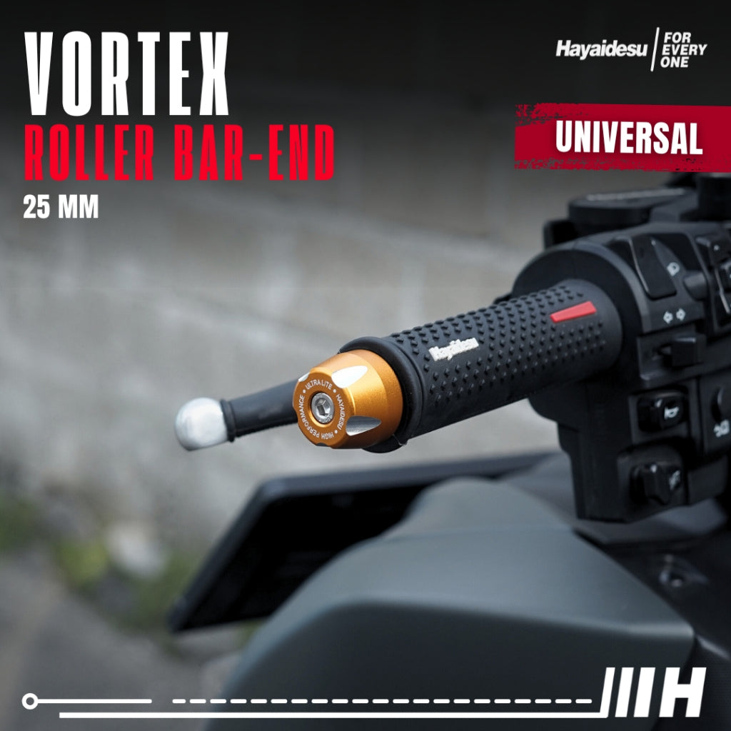 Hayaidesu  Bar End Roller  VORTEX Jalu Motor Stang Universal  25mm- Full CNC Anodize